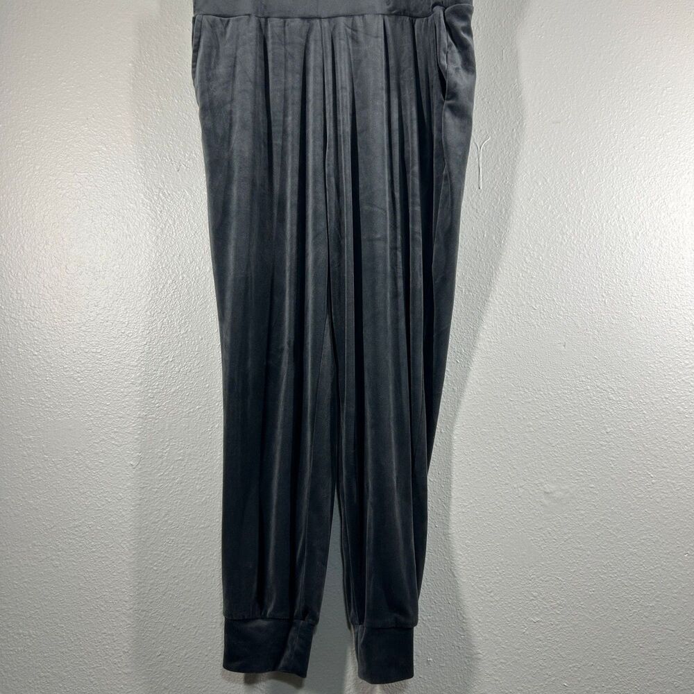 Cable & Gauge Studio Pants Womens L Gray Velour Pleated Jogger Cuffed Pockets